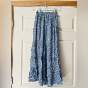 Navy Patterned Maxi Skirt